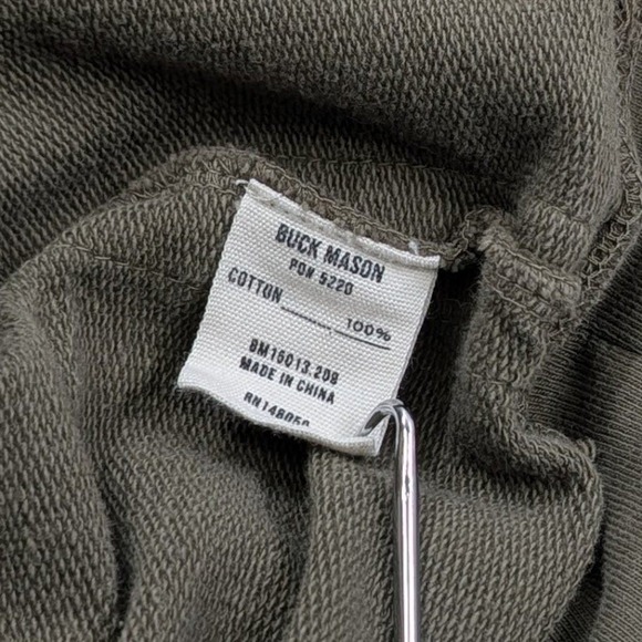 Buck Mason Brushed Loopback Hoodie Mens Large Olive Green Casual Modern - Picture 7 of 9